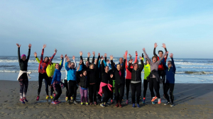 Harlopers op strand